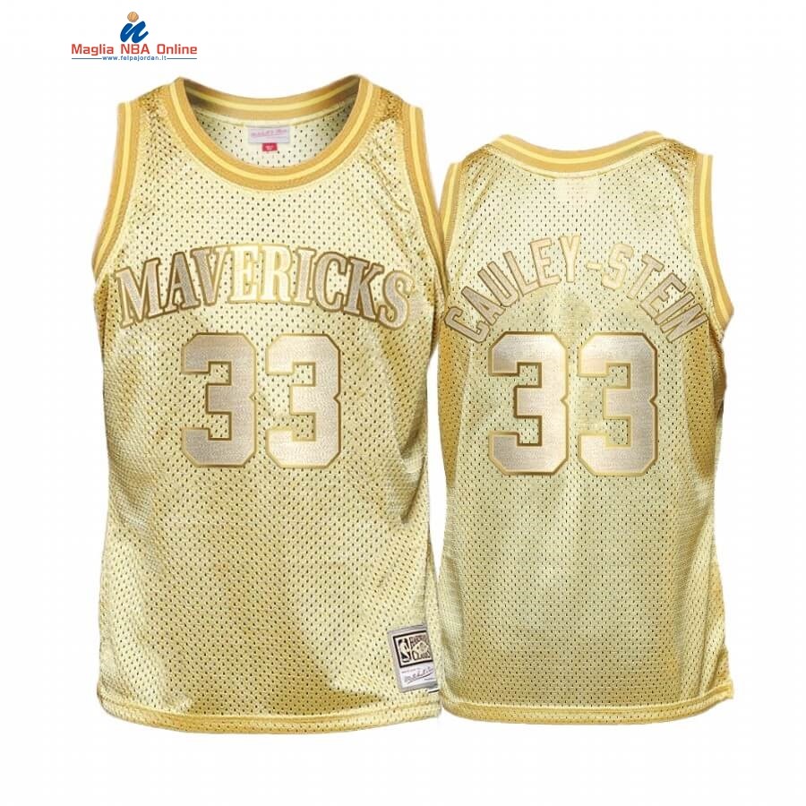 Maglia NBA Bambino Dallas Mavericks Midas #33 Willie Cauley Stein Oro Hardwood Classics Acquista