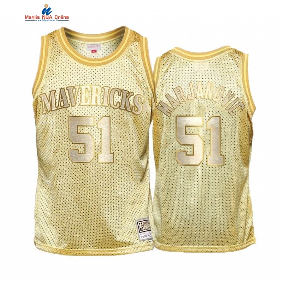 Maglia NBA Bambino Dallas Mavericks Midas #51 Boban Marjanovic Oro Hardwood Classics Acquista