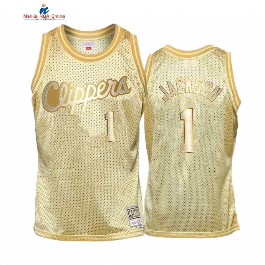 Maglia NBA Bambino L.A. Clippers Midas #1 Reggie Jackson Oro Hardwood Classics Acquista