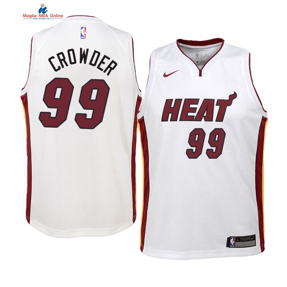 Maglia NBA Bambino Miami Heat #99 Jae Crowder Bianco Association 2019-20 Acquista