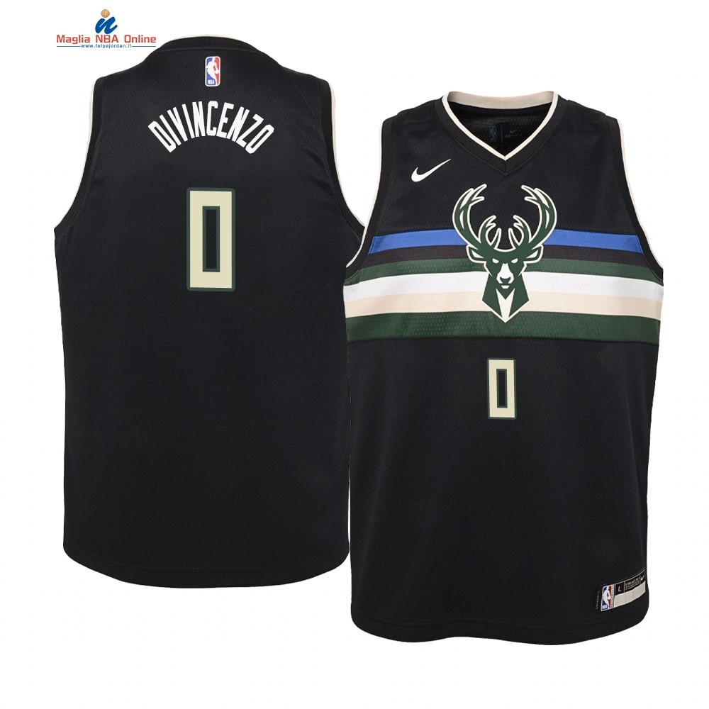 Maglia NBA Bambino Milwaukee Bucks #0 Donte DiVincenzo Nero Statement 2019-20 Acquista