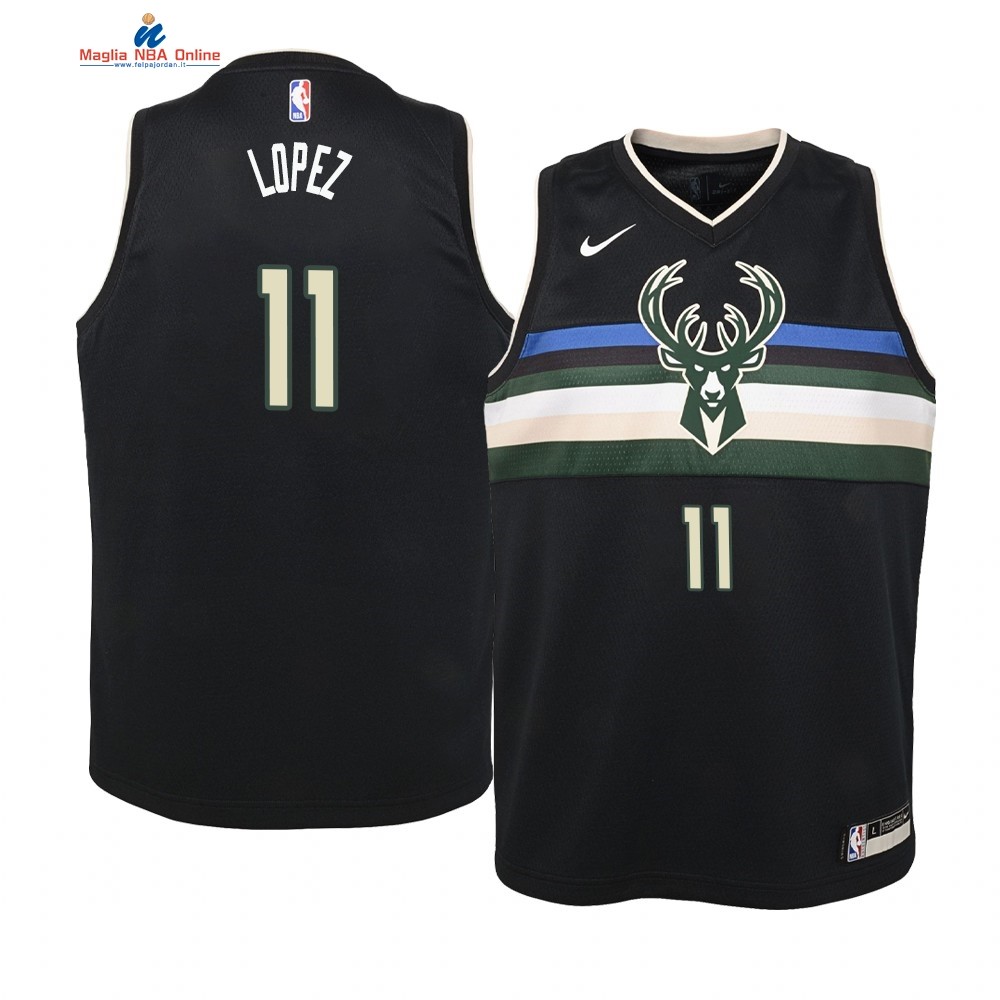 Maglia NBA Bambino Milwaukee Bucks #11 Brook Lopez Nero Statement 2019-20 Acquista