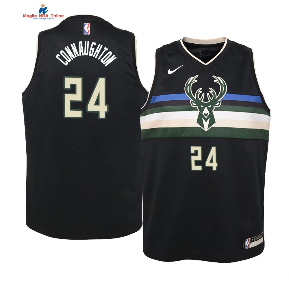 Maglia NBA Bambino Milwaukee Bucks #24 Pat Connaughton Nero Statement 2019-20 Acquista