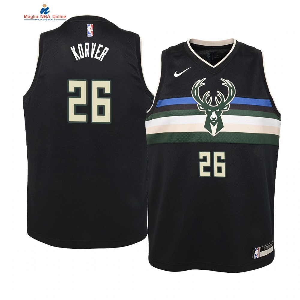 Maglia NBA Bambino Milwaukee Bucks #26 Kyle Koever Nero Statement 2019-20 Acquista