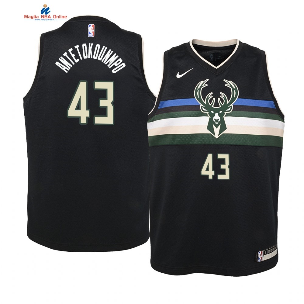 Maglia NBA Bambino Milwaukee Bucks #43 Thanasis Antetokounmpo Nero Statement 2019-20 Acquista