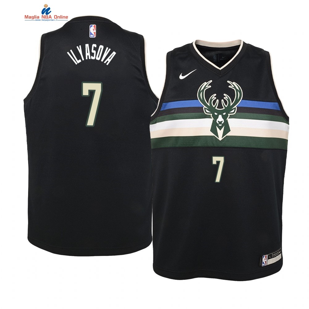 Maglia NBA Bambino Milwaukee Bucks #7 Ersan Ilyasova Nero Statement 2019-20 Acquista