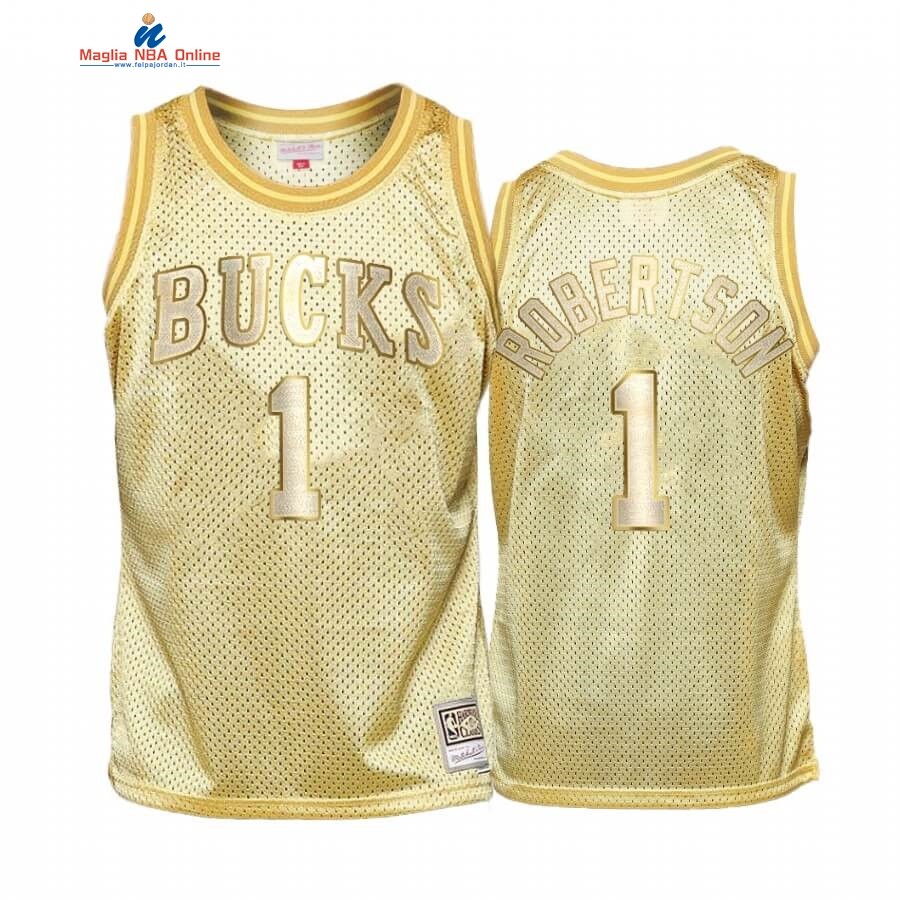 Maglia NBA Bambino Milwaukee Bucks Midas #1 Oscar Robertson Oro Hardwood Classics Acquista