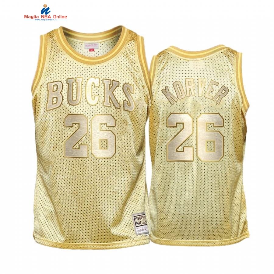 Maglia NBA Bambino Milwaukee Bucks Midas #26 Kyle Korver Oro Hardwood Classics Acquista