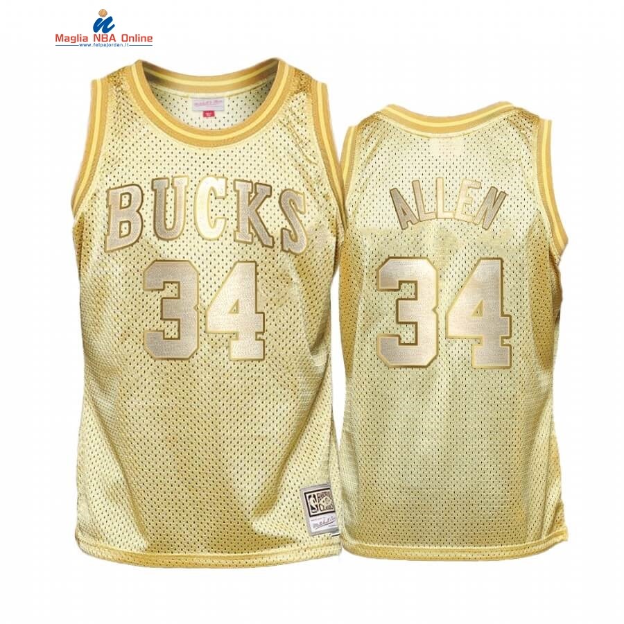 Maglia NBA Bambino Milwaukee Bucks Midas #34 Ray Allen Oro Hardwood Classics Acquista