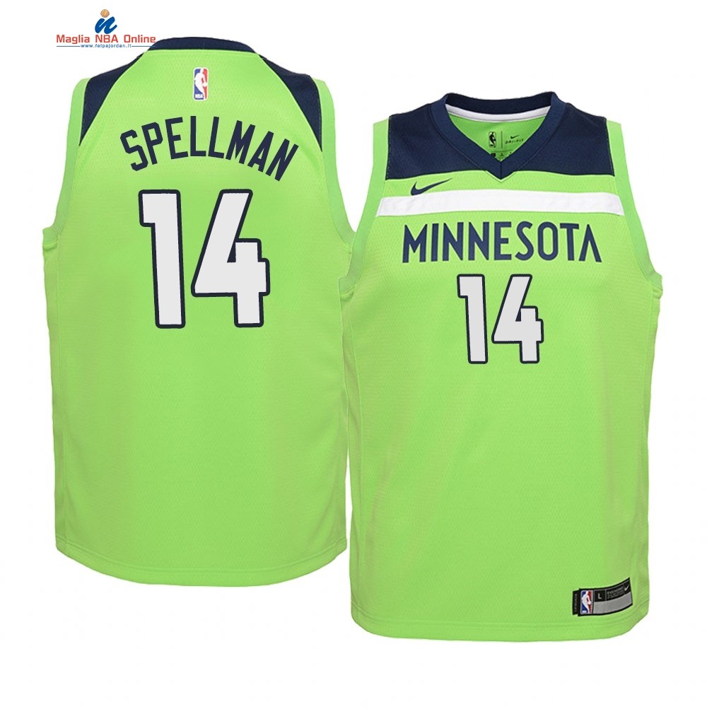 Maglia NBA Bambino Minnesota Timberwolves #14 Omari Spellman Verde Statement 2019-20 Acquista