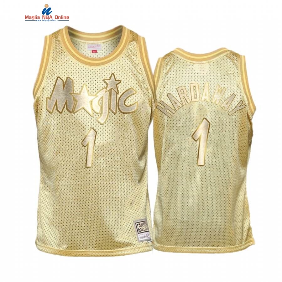 Maglia NBA Bambino Orlando Magic Midas #1 Penny Hardaway Oro Hardwood Classics Acquista