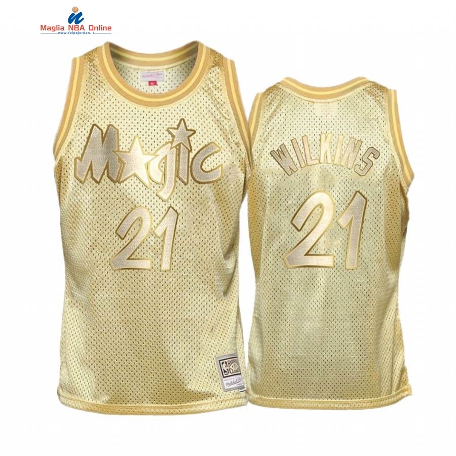 Maglia NBA Bambino Orlando Magic Midas #21 Dominique Wilkins Oro Hardwood Classics Acquista