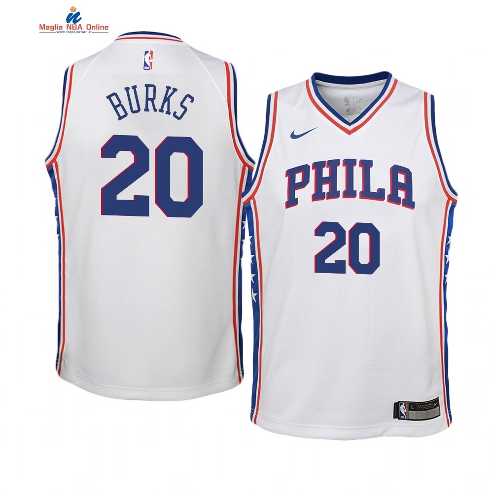 Maglia NBA Bambino Philadelphia Sixers #20 Alec Burks Bianco Association 2019-20 Acquista