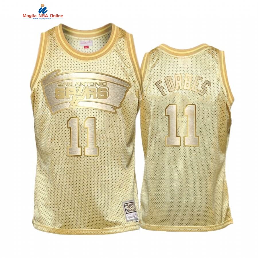 Maglia NBA Bambino San Antonio Spurs Midas #11 Bryn Forbes Oro Hardwood Classics Acquista