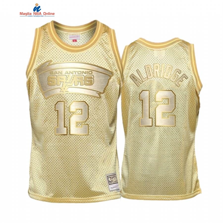 Maglia NBA Bambino San Antonio Spurs Midas #12 Lamarcus Aldridge Oro Hardwood Classics Acquista