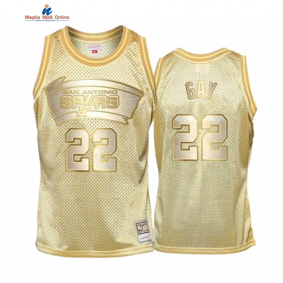 Maglia NBA Bambino San Antonio Spurs Midas #22 Rudy Gay Oro Hardwood Classics Acquista