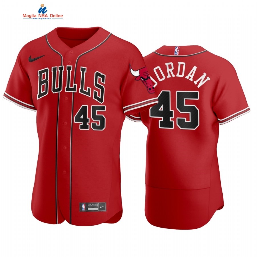 Maglia NBA Bulls x MLB Manica Corta #45 Michael Jordan Rosso 2020 Acquista