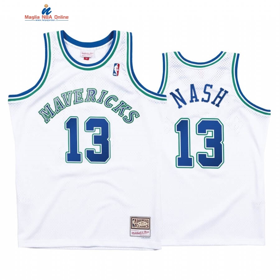 Maglia NBA Dallas Mavericks #13 Steve Nash Bianco Hardwood Classics Acquista