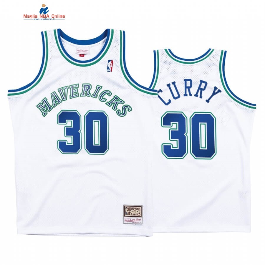 Maglia NBA Dallas Mavericks #30 Seth Curry Bianco Hardwood Classics Acquista