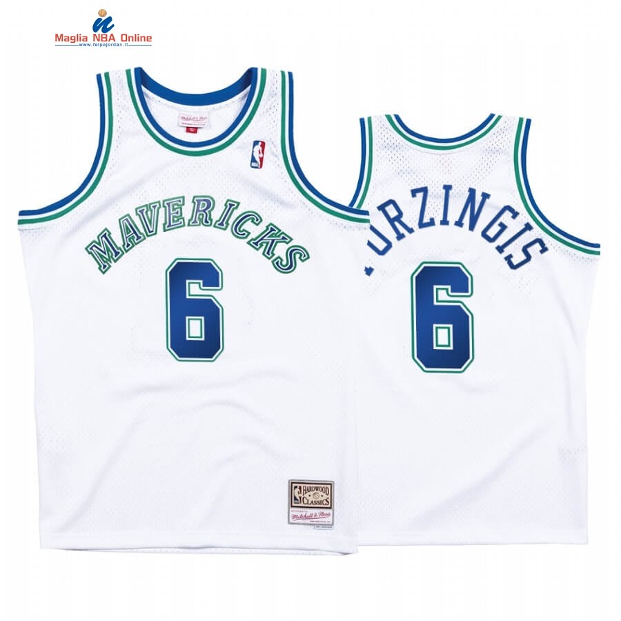 Maglia NBA Dallas Mavericks #6 White Kristaps Bianco Hardwood Classics Acquista