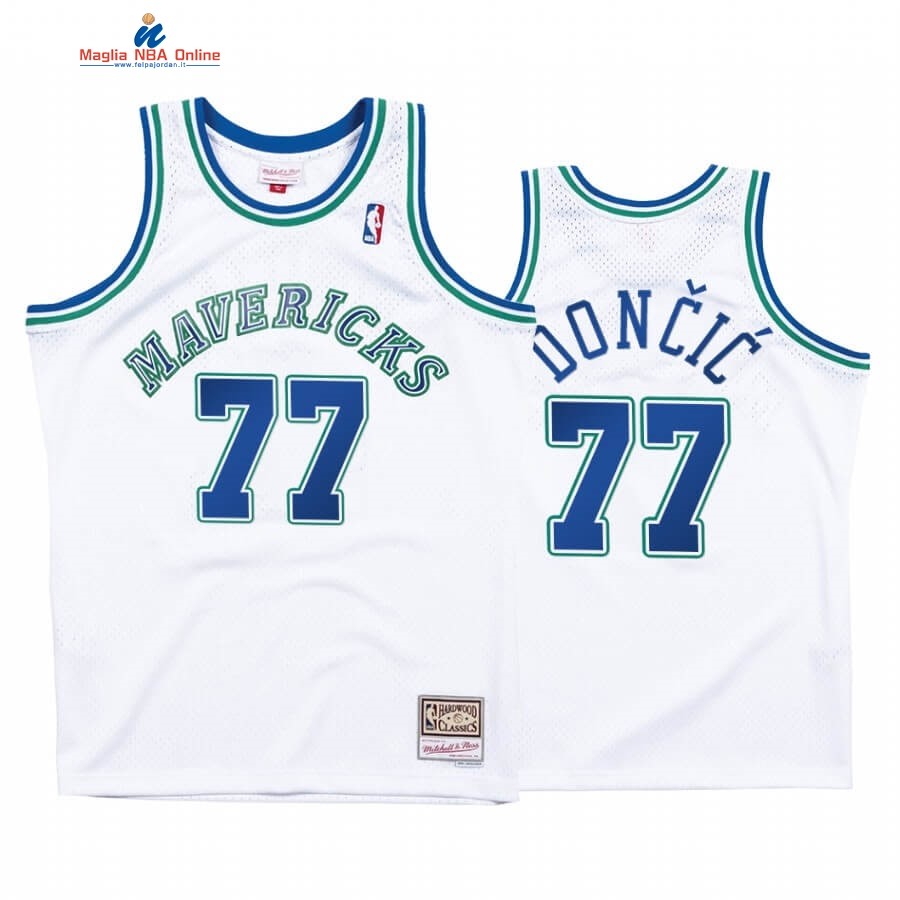 Maglia NBA Dallas Mavericks #77 Luka Doncic Bianco Hardwood Classics Acquista