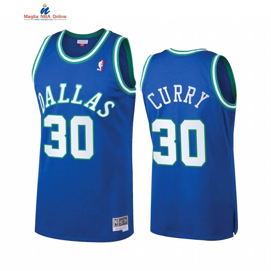 Maglia NBA Dallas Mavericks Heritage #30 Seth Curry Blu Hardwood Classics Acquista