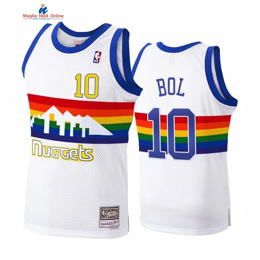 Maglia NBA Denver Nuggets #10 Bol Bol Bianco Hardwood Classics 1991-92 Acquista