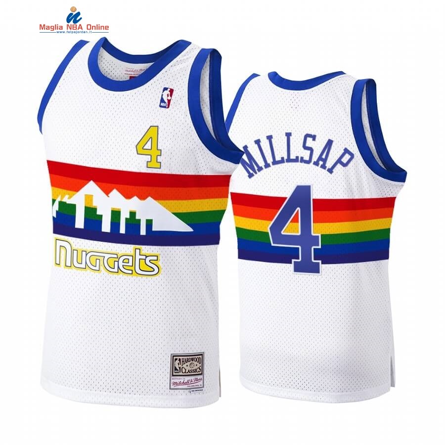 Maglia NBA Denver Nuggets #4 Paul Millsap Bianco Hardwood Classics 1991-92 Acquista