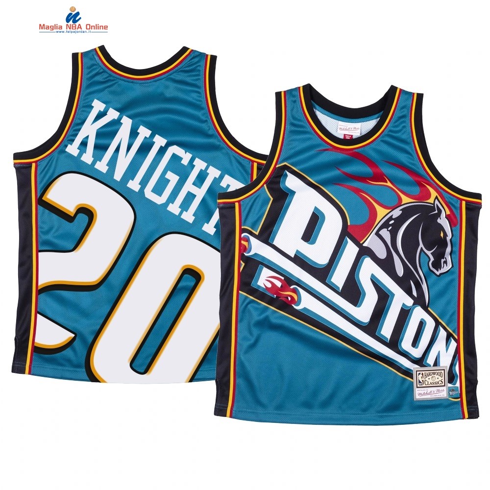 Maglia NBA Detroit Pistons Big Face #20 Brandon Knight Blu Acquista
