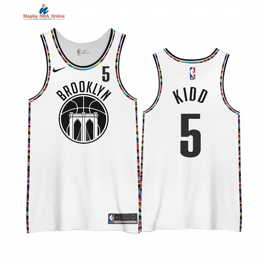 Maglia NBA Edición Ganada Brooklyn Nets #5 Jason Kidd Bianco 2020-21 Acquista