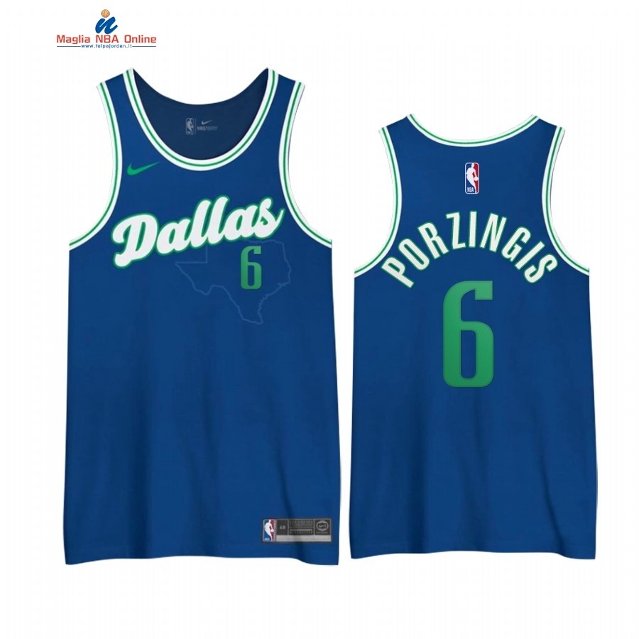 Maglia NBA Edición Ganada Dallas Mavericks #6 Kristaps Porzingis Blu 2020-21 Acquista