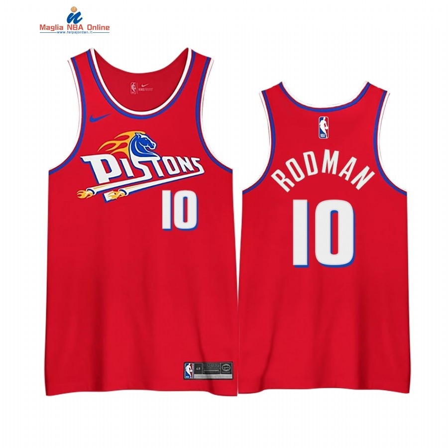 Maglia NBA Edición Ganada Detroit Pistons #10 Dennis Rodman Rosso 2020-21 Acquista