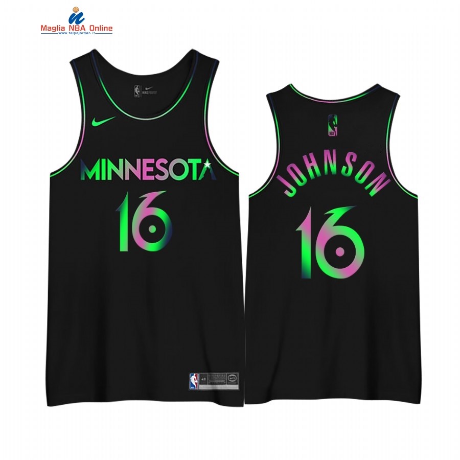 Maglia NBA Edición Ganada Minnesota Timberwolves #16 James Johnson Nero 2020-21 Acquista