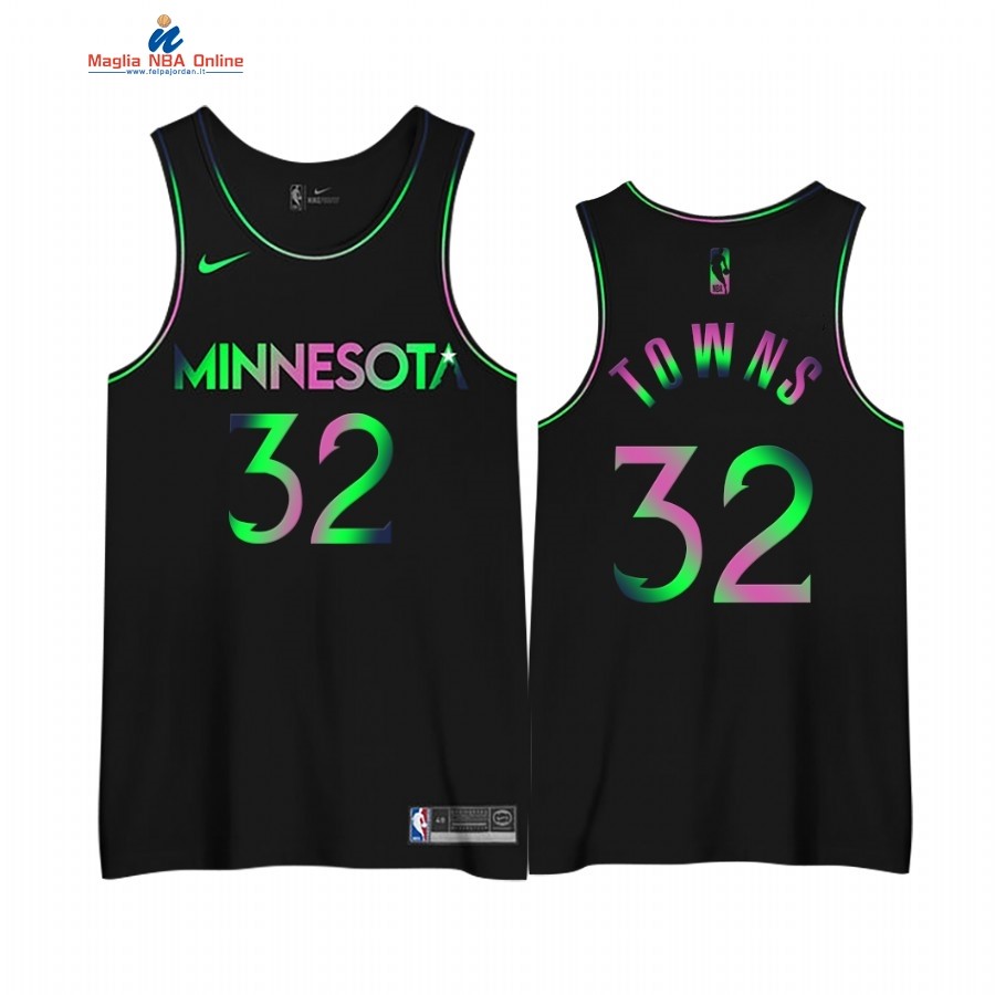 Maglia NBA Edición Ganada Minnesota Timberwolves #32 Karl Athony Towns Nero 2020-21 Acquista
