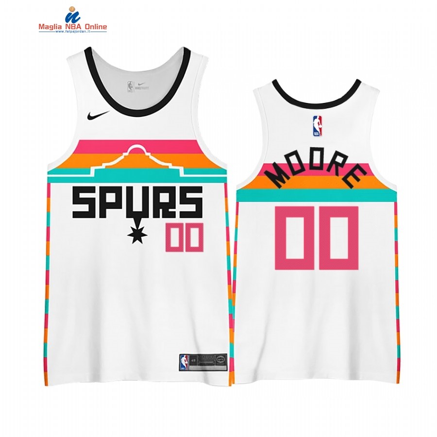 Maglia NBA Edición Ganada San Antonio Spurs #00 Johnny Moore Bianco 2020-21 Acquista