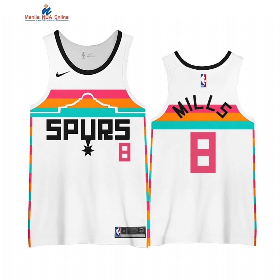 Maglia NBA Edición Ganada San Antonio Spurs #8 Patty Mills Bianco 2020-21 Acquista