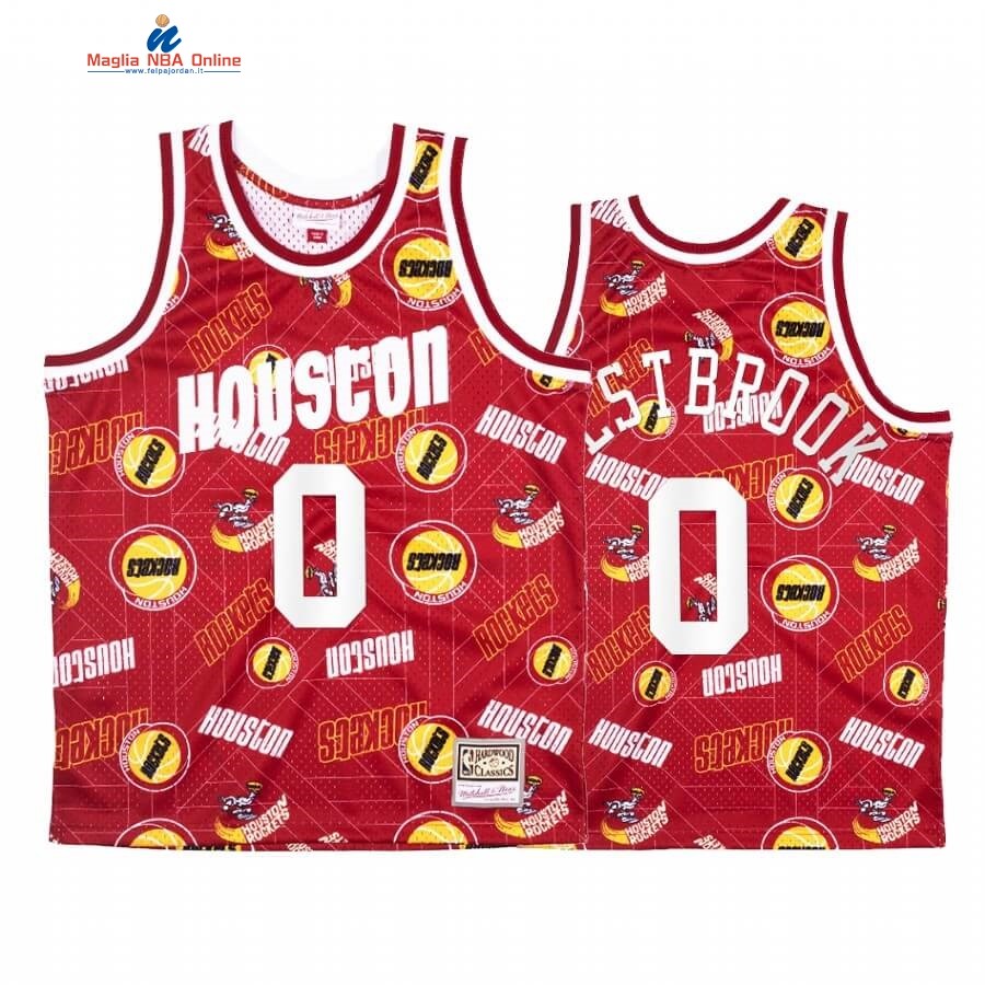 Maglia NBA Houston Rockets Tear Up Pack #0 Russell Westbrook Rosso Hardwood Classics Acquista