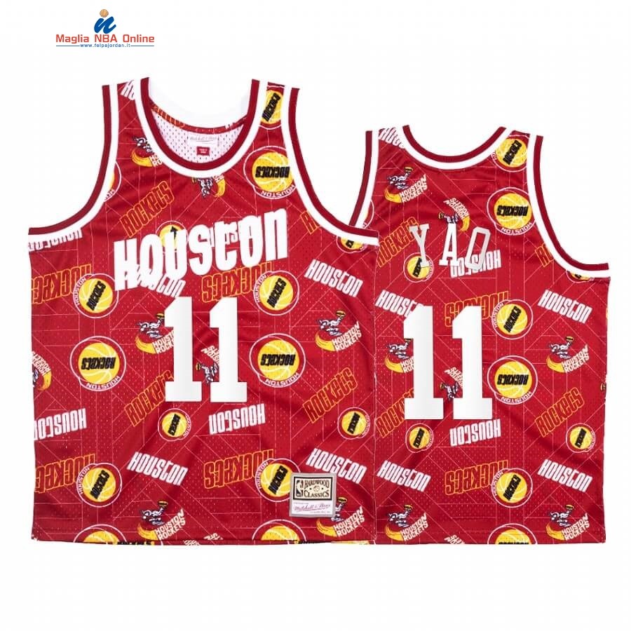 Maglia NBA Houston Rockets Tear Up Pack #11 Yao Ming Rosso Hardwood Classics Acquista