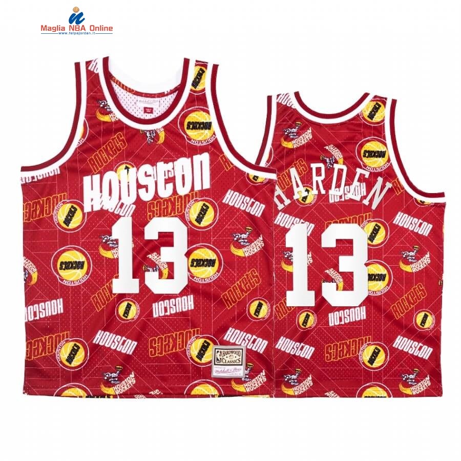 Maglia NBA Houston Rockets Tear Up Pack #13 James Harden Rosso Hardwood Classics Acquista