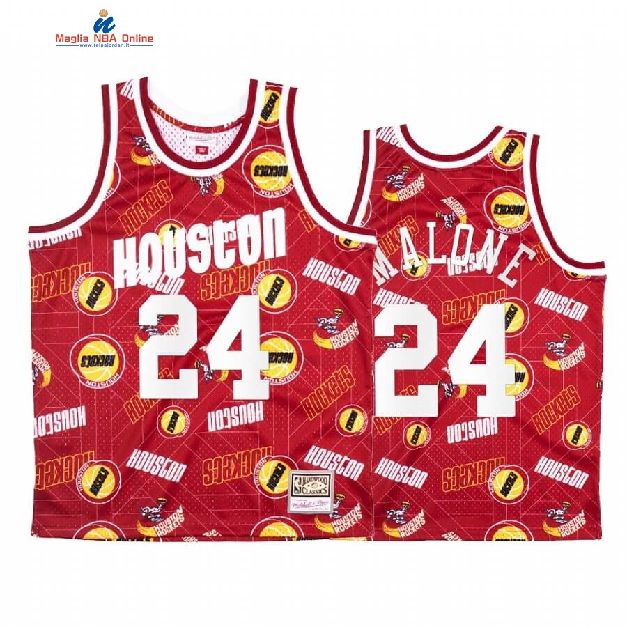 Maglia NBA Houston Rockets Tear Up Pack #24 Moses Malone Rosso Hardwood Classics Acquista