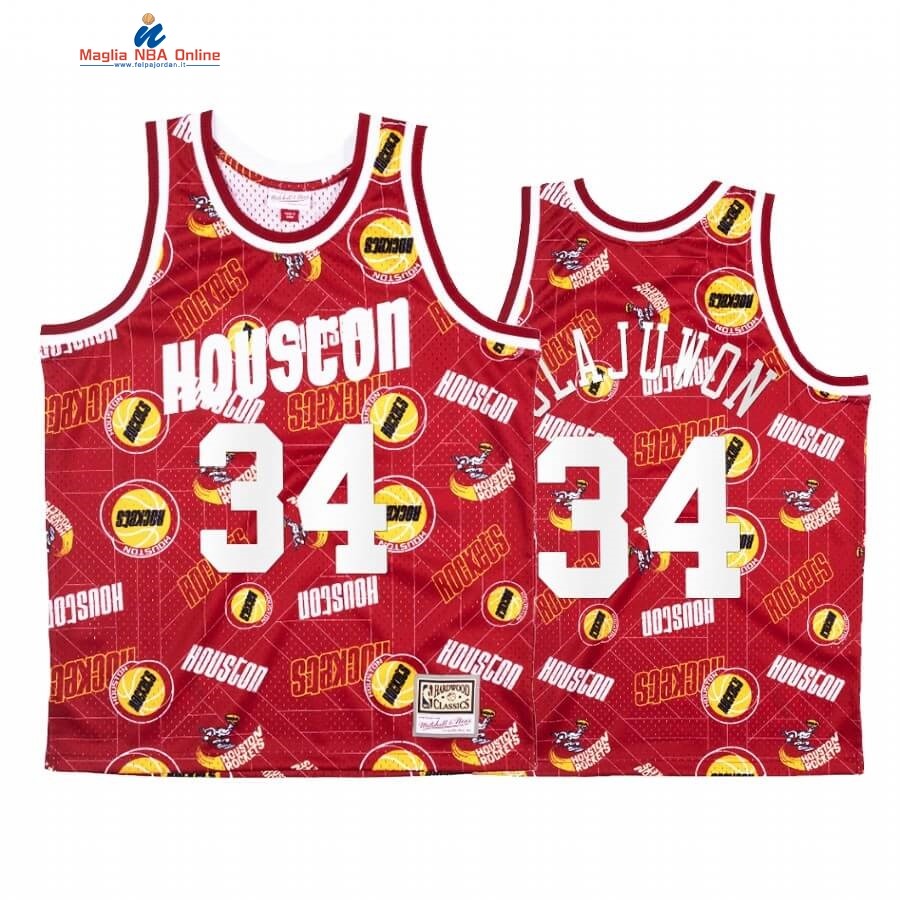 Maglia NBA Houston Rockets Tear Up Pack #34 Hakeem Olajuwon Rosso Hardwood Classics Acquista