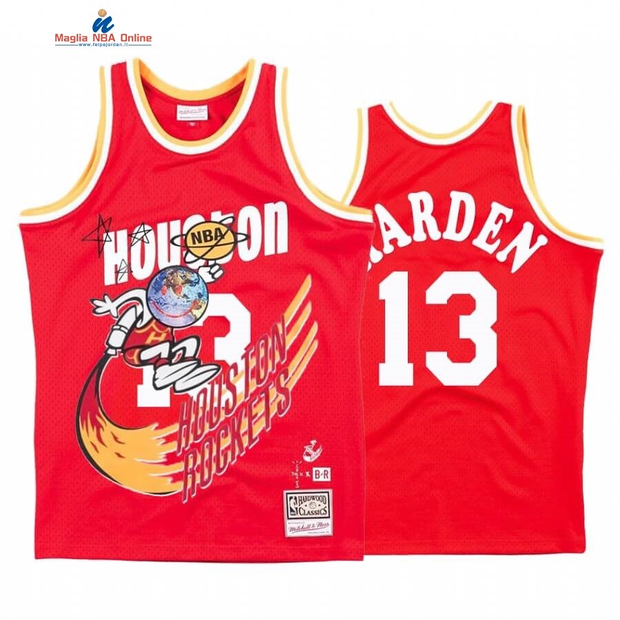 Maglia NBA Houston Rockets X Travis Sott #13 James Harden Rosso Hardwood Classics Acquista
