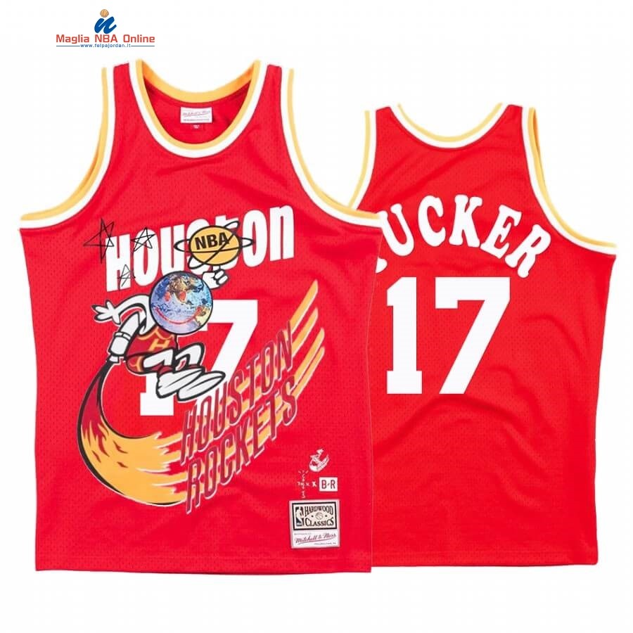 Maglia NBA Houston Rockets X Travis Sott #17 P.J. Tucker Rosso Hardwood Classics Acquista