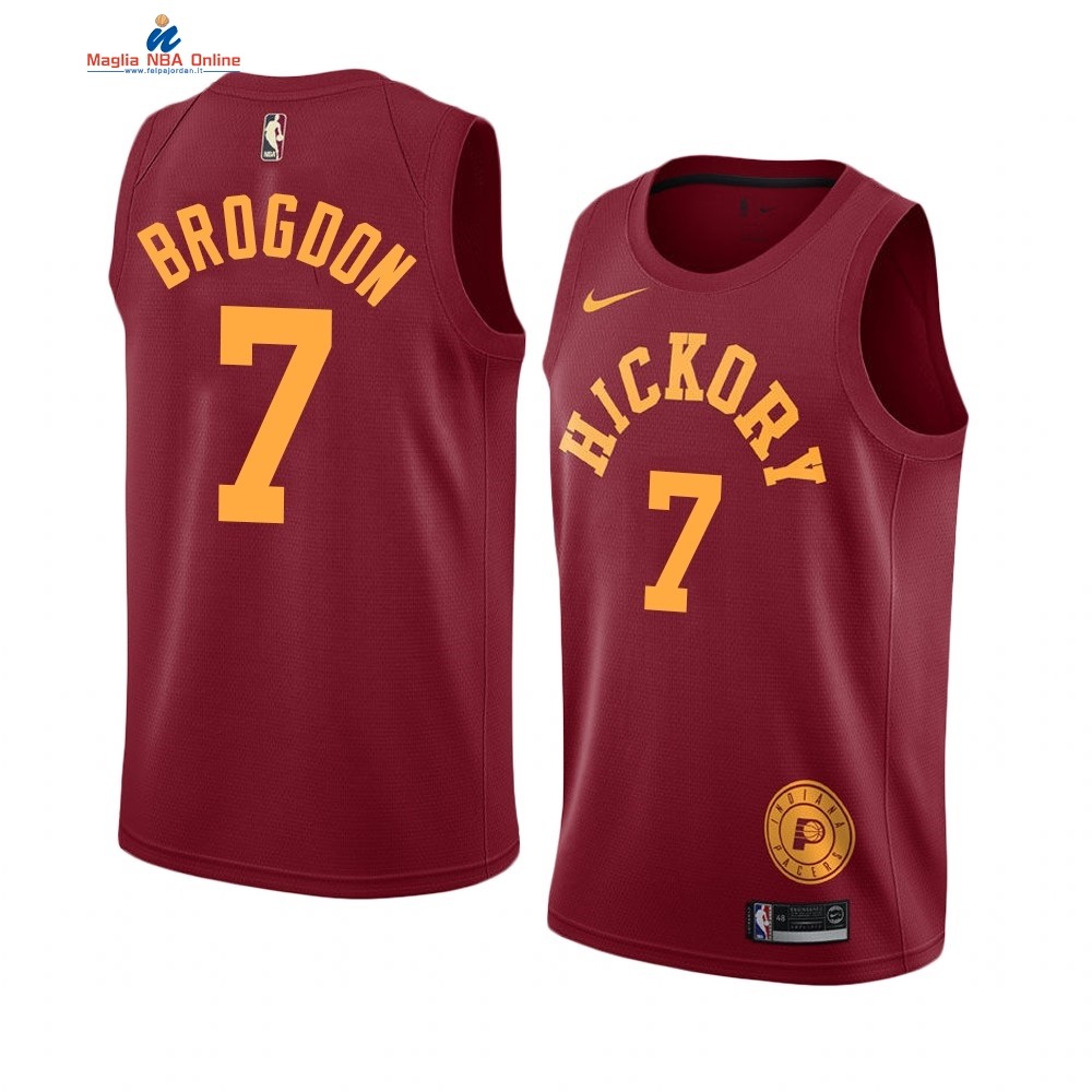 Maglia NBA Indiana Pacers #7 Malcolm Brogdon Rosso Hardwood Classics Acquista