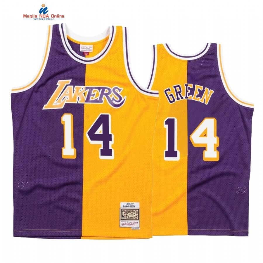 Maglia NBA L.A. Lakers #14 Danny Green Split Porpora Amarillo Hardwood Classics Acquista