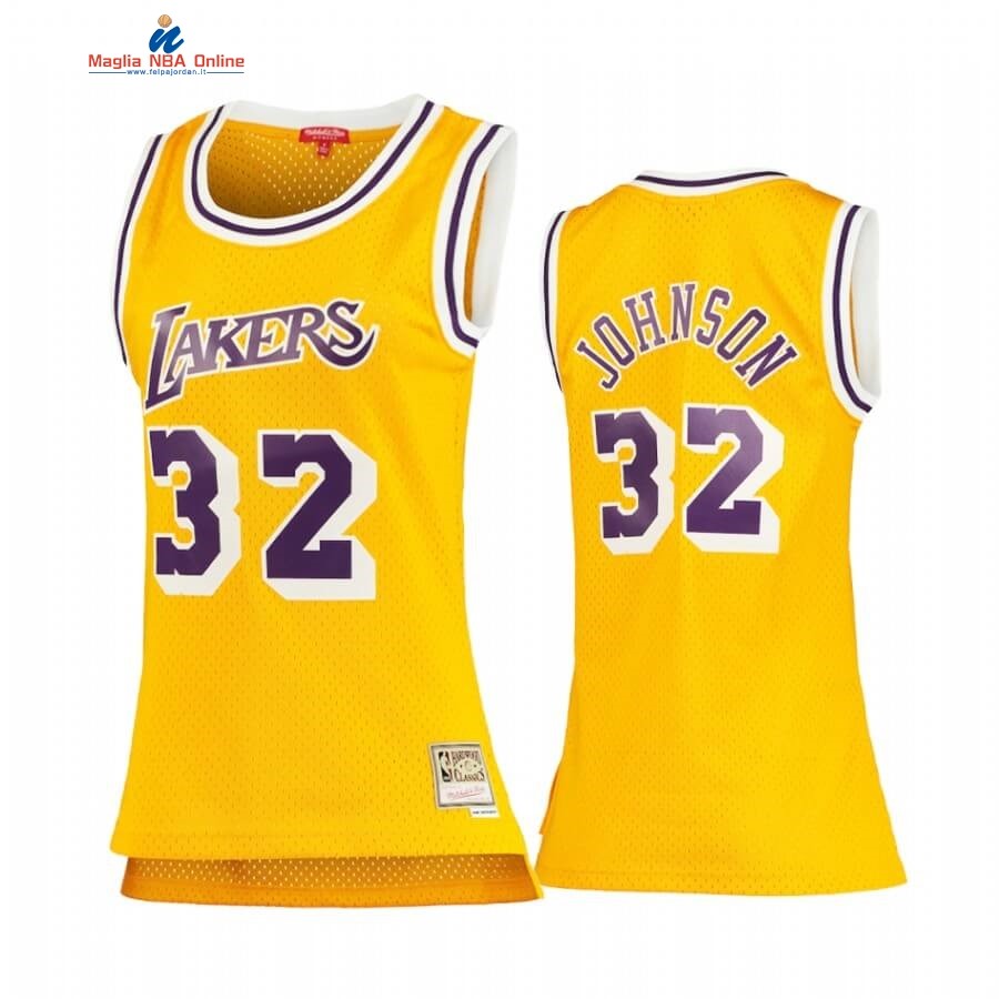 Maglia NBA L.A. Lakers #32 Magic Johnson Oro Hardwood Classics 1984-85 Acquista
