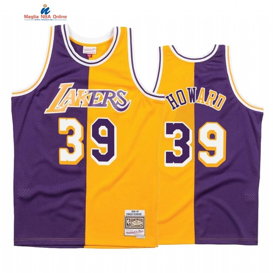 Maglia NBA L.A. Lakers #39 Dwight Howard Split Porpora Amarillo Hardwood Classics Acquista