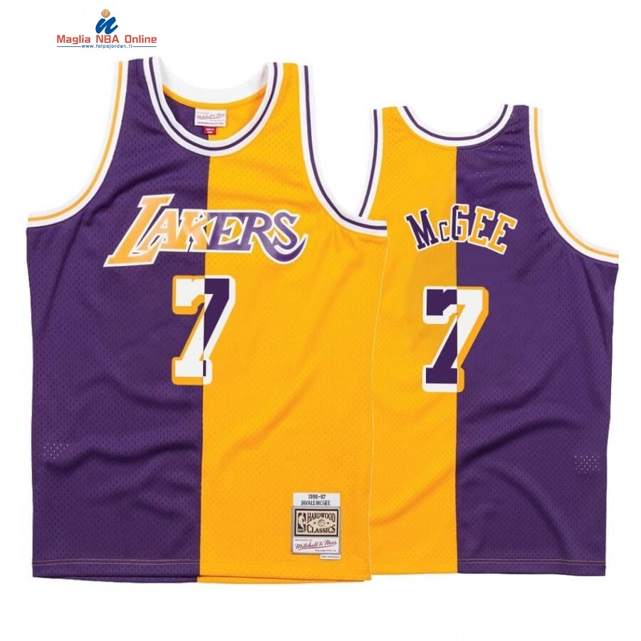 Maglia NBA L.A. Lakers #7 Javale Mcgee Split Porpora Amarillo Hardwood Classics Acquista