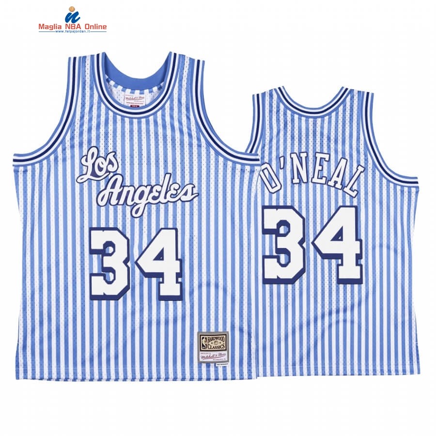 Maglia NBA L.A. Lakers Independence Day #34 Shaquille O'Neal Blu Hardwood Classics Acquista