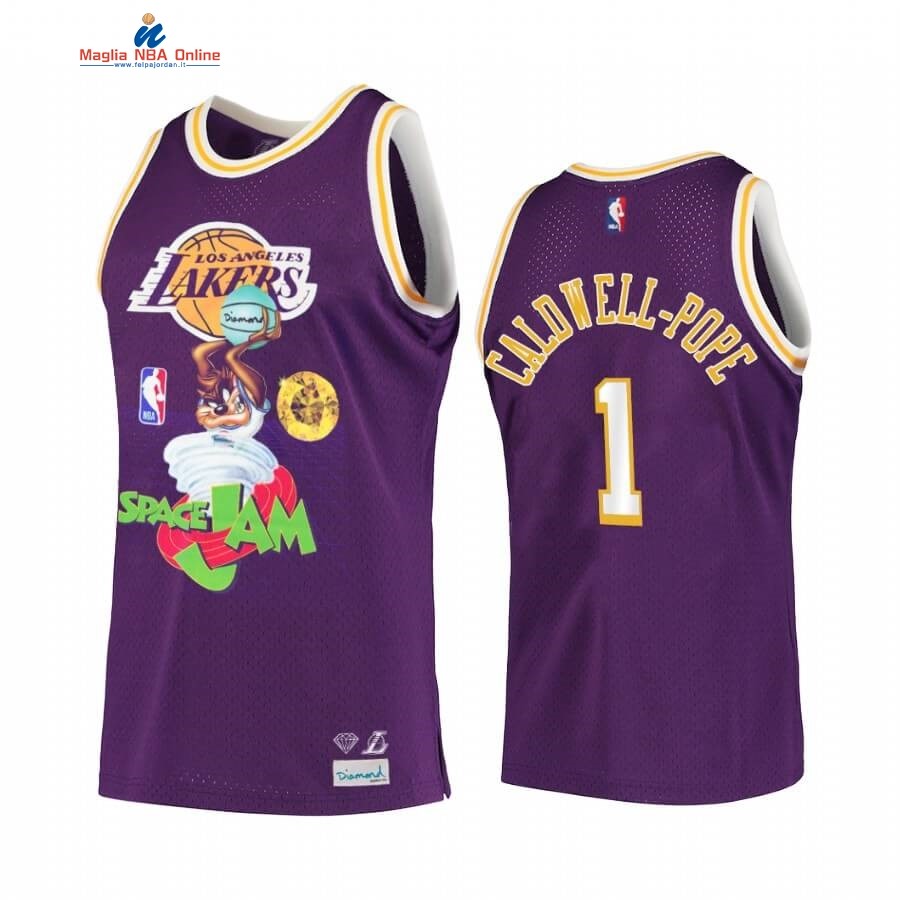 Maglia NBA Los Angeles Lakers #1 Kentavious Caldwell Porpora Hardwood Classics Acquista